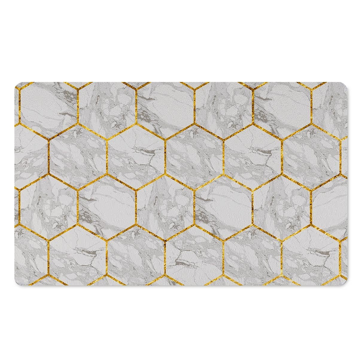 White Gold Tile Marble Door Mat-grizzshop