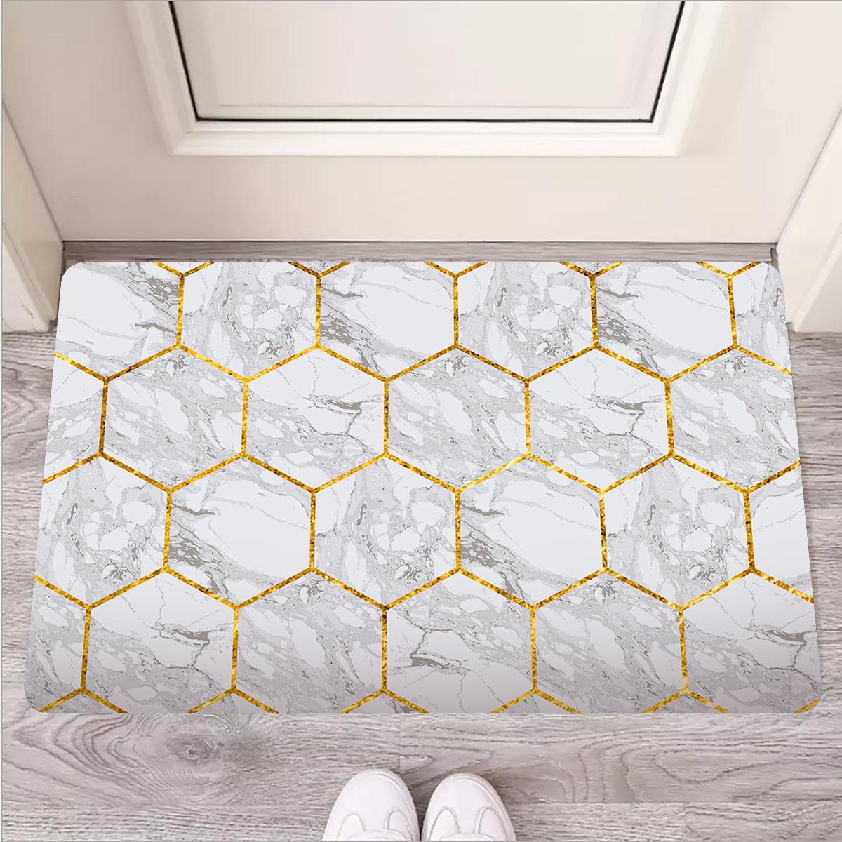 White Gold Tile Marble Door Mat-grizzshop