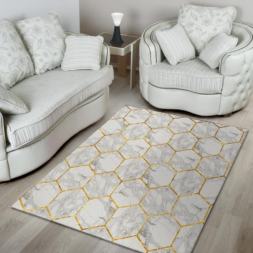 White Gold Tile Marble Floor Mat-grizzshop