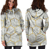 White Gold Tile Marble Hoodie Dress-grizzshop