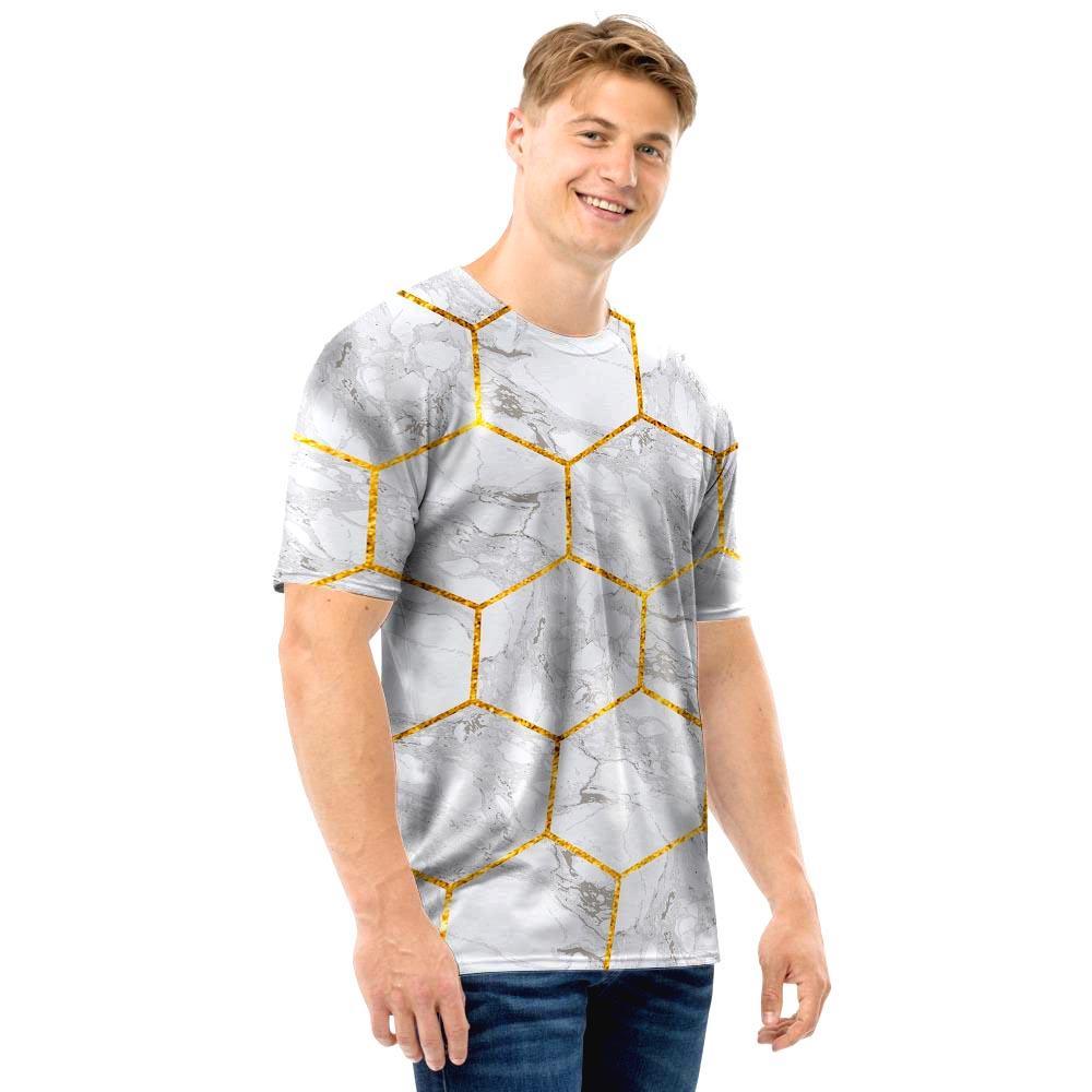 White Gold Tile Marble Men T Shirt-grizzshop