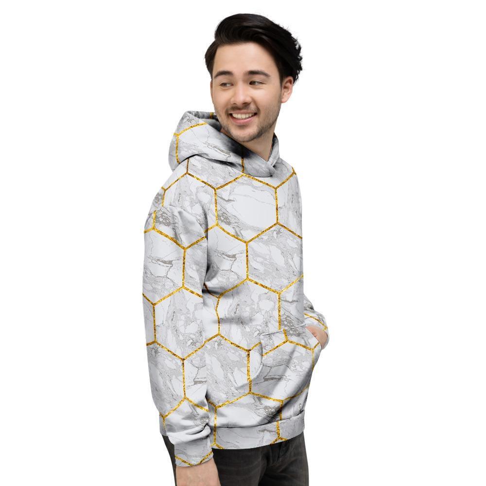 White Gold Tile Marble Men's Hoodie-grizzshop