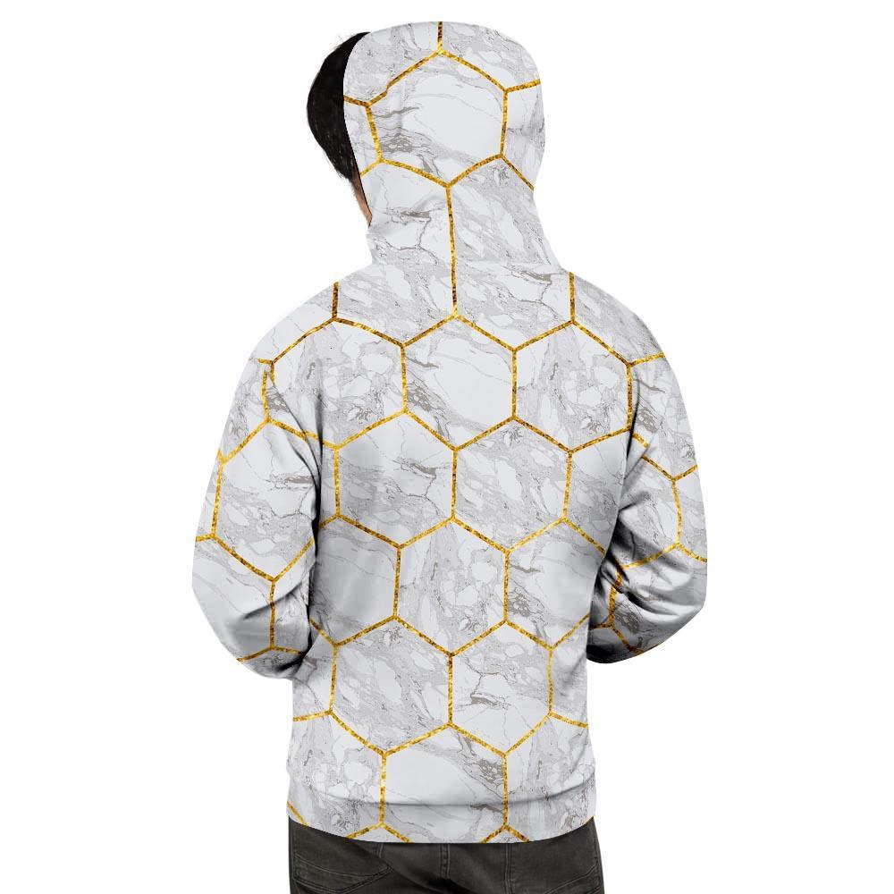 White Gold Tile Marble Men's Hoodie-grizzshop