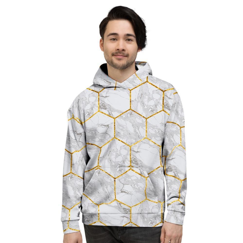 White Gold Tile Marble Men's Hoodie-grizzshop