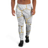 White Gold Tile Marble Men's Joggers-grizzshop