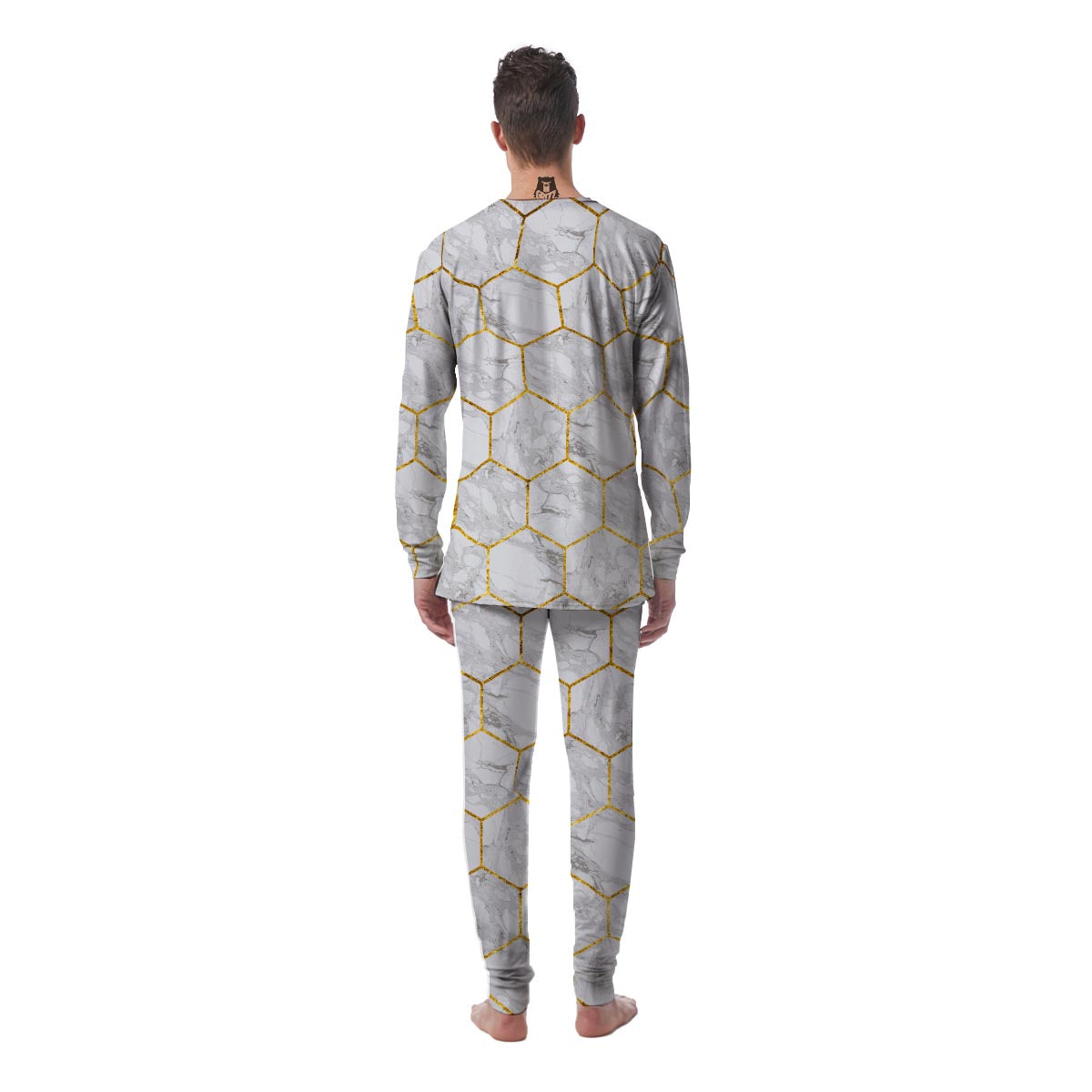 White Gold Tile Marble Men's Pajamas-grizzshop