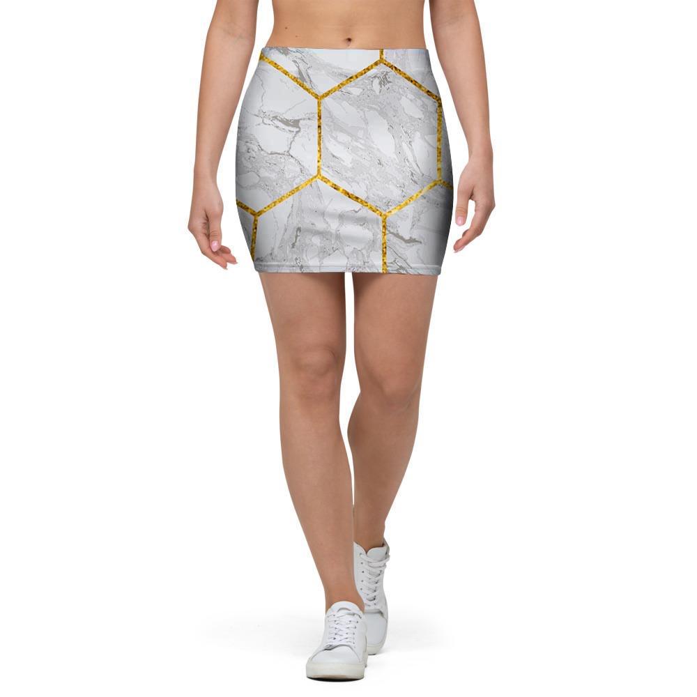 White Gold Tile Marble Mini Skirt-grizzshop