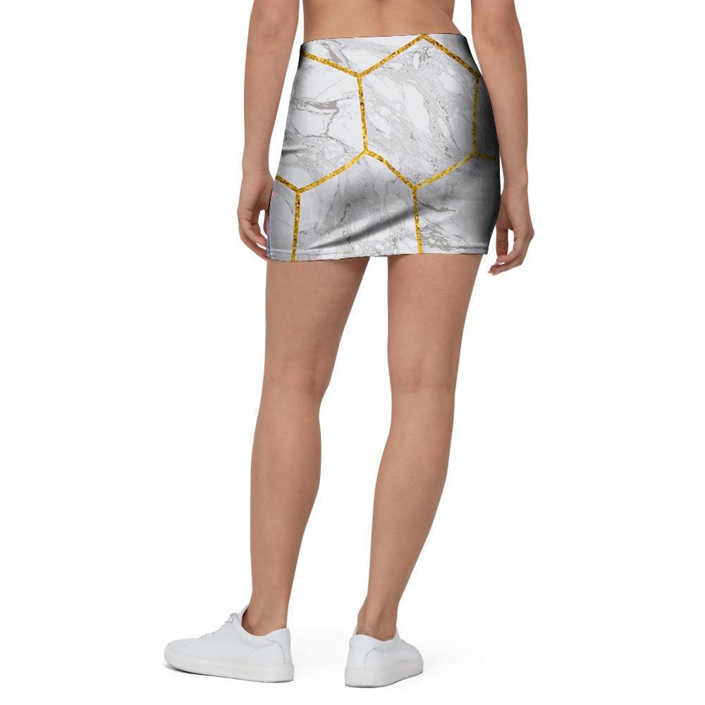 White Gold Tile Marble Mini Skirt-grizzshop