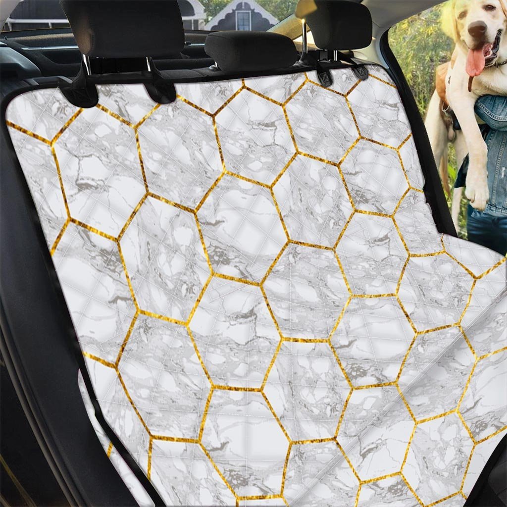 White Gold Tile Marble Pet Car Seat Cover-grizzshop