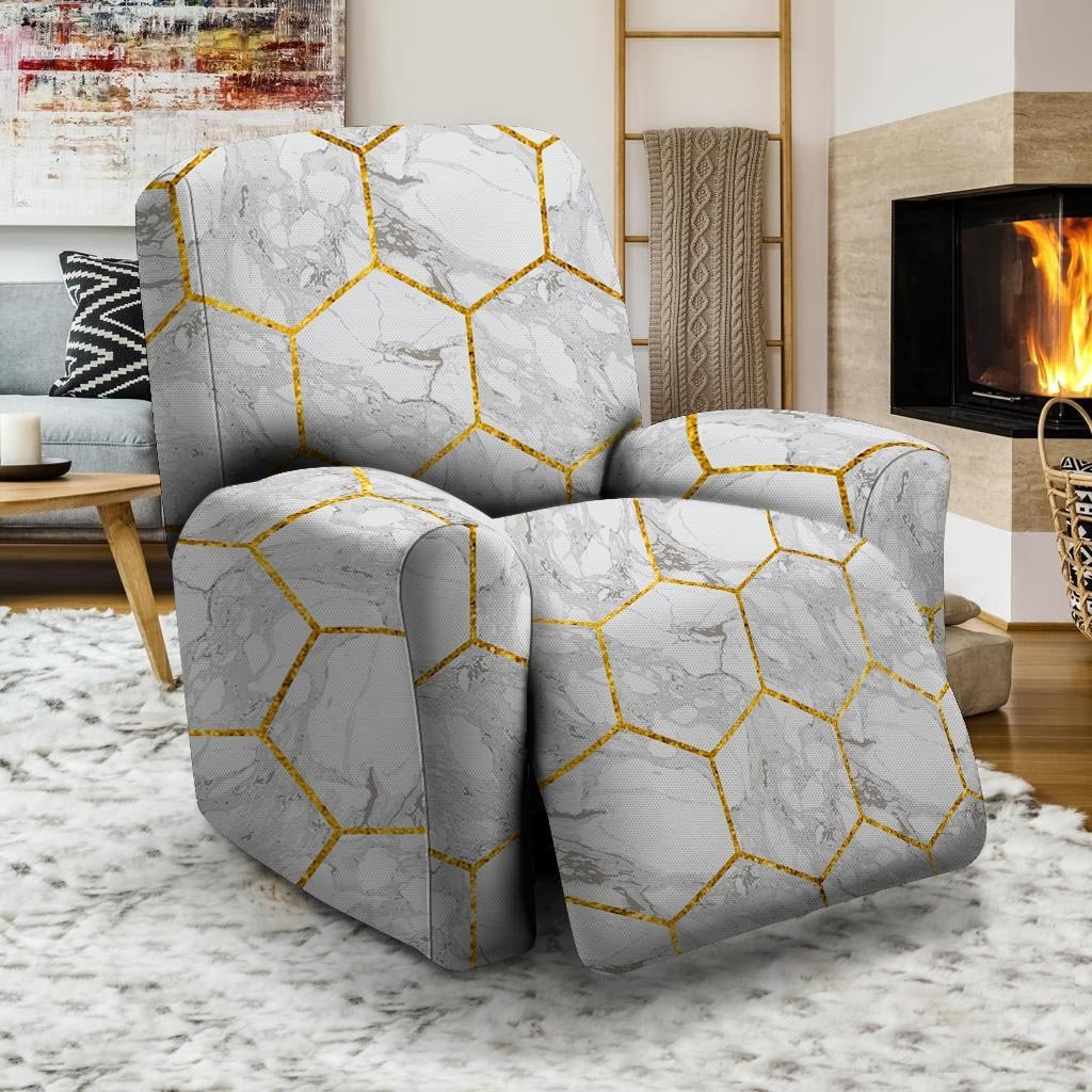 White Gold Tile Marble Recliner Cover-grizzshop