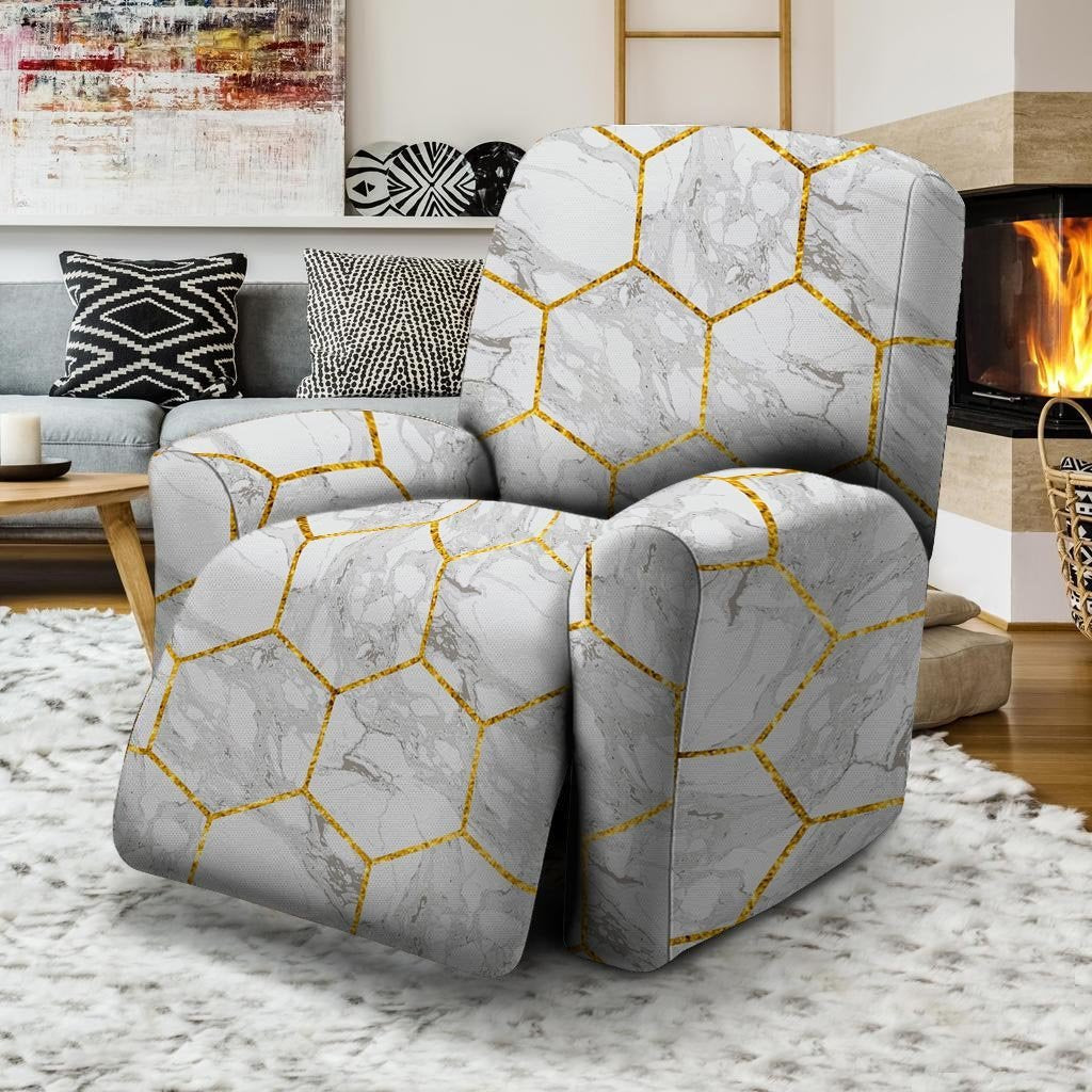 White Gold Tile Marble Recliner Cover-grizzshop