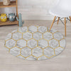 White Gold Tile Marble Round Rug-grizzshop