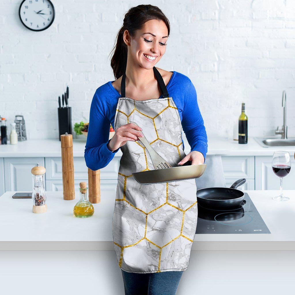 White Gold Tile Marble Women's Apron-grizzshop