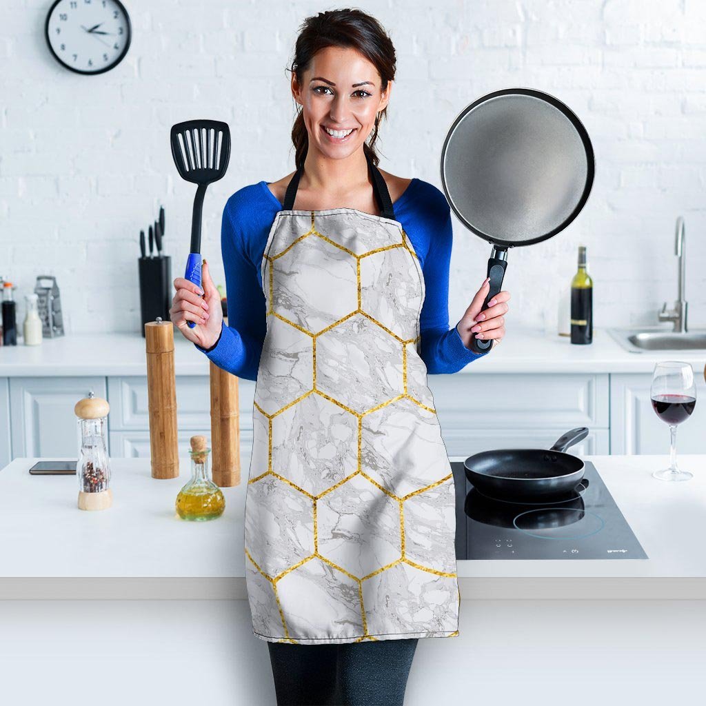 White Gold Tile Marble Women's Apron-grizzshop