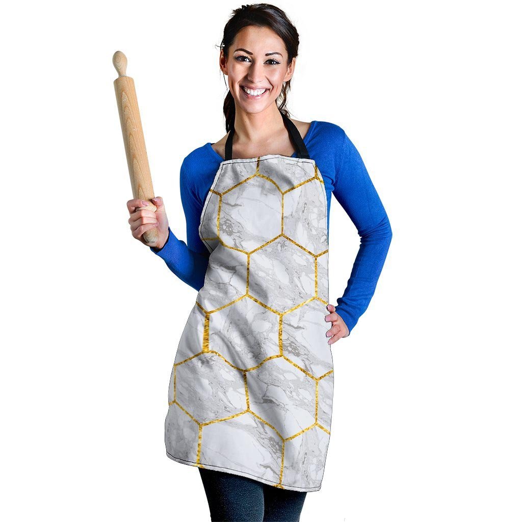 White Gold Tile Marble Women's Apron-grizzshop