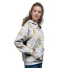 White Gold Tile Marble Women's Hoodie-grizzshop