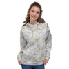 White Gold Tile Marble Women's Hoodie-grizzshop