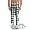 White Green Jungle Houndstooth Print Men's Leggings-grizzshop