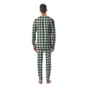 White Green Jungle Houndstooth Print Men's Pajamas-grizzshop