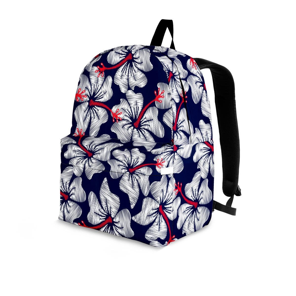 White Hibiscus Tropical Floral Hawaiian Print Backpack-grizzshop