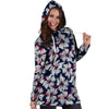 White Hibiscus Tropical Floral Hawaiian Print Hoodie Dress-grizzshop