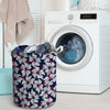 White Hibiscus Tropical Floral Hawaiian Print Laundry Basket-grizzshop