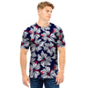 White Hibiscus Tropical Floral Hawaiian Print Men T Shirt-grizzshop