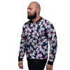 White Hibiscus Tropical Floral Hawaiian Print Men's Bomber Jacket-grizzshop