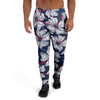 White Hibiscus Tropical Floral Hawaiian Print Men's Joggers-grizzshop