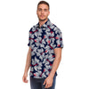 White Hibiscus Tropical Floral Hawaiian Print Men's Short Sleeve Shirt-grizzshop