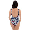 White Hibiscus Tropical Floral Hawaiian Print One Piece Swimsuite-grizzshop