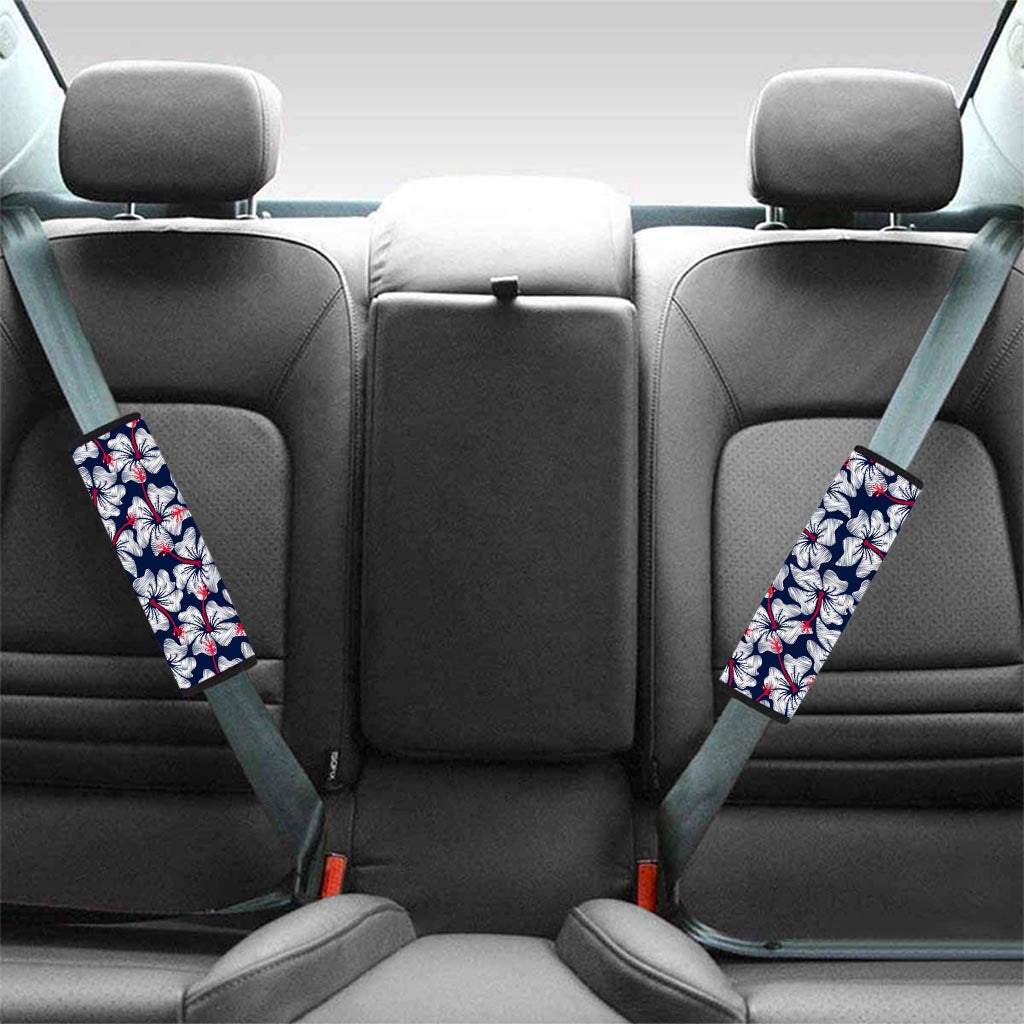 White Hibiscus Tropical Floral Hawaiian Print Seat Belt Cover-grizzshop