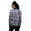 White Hibiscus Tropical Floral Hawaiian Print Women's Bomber Jacket-grizzshop