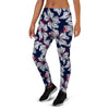 White Hibiscus Tropical Floral Hawaiian Print Women's Joggers-grizzshop