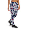White Hibiscus Tropical Floral Hawaiian Print Women's Joggers-grizzshop