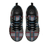 White Houndstooth And Blue Red Print Black Sneaker-grizzshop