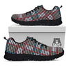 White Houndstooth And Blue Red Print Black Sneaker-grizzshop