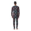 White Houndstooth And Blue Red Print Men's Pajamas-grizzshop