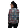 White Houndstooth And Blue Red Print Women's Bomber Jacket-grizzshop