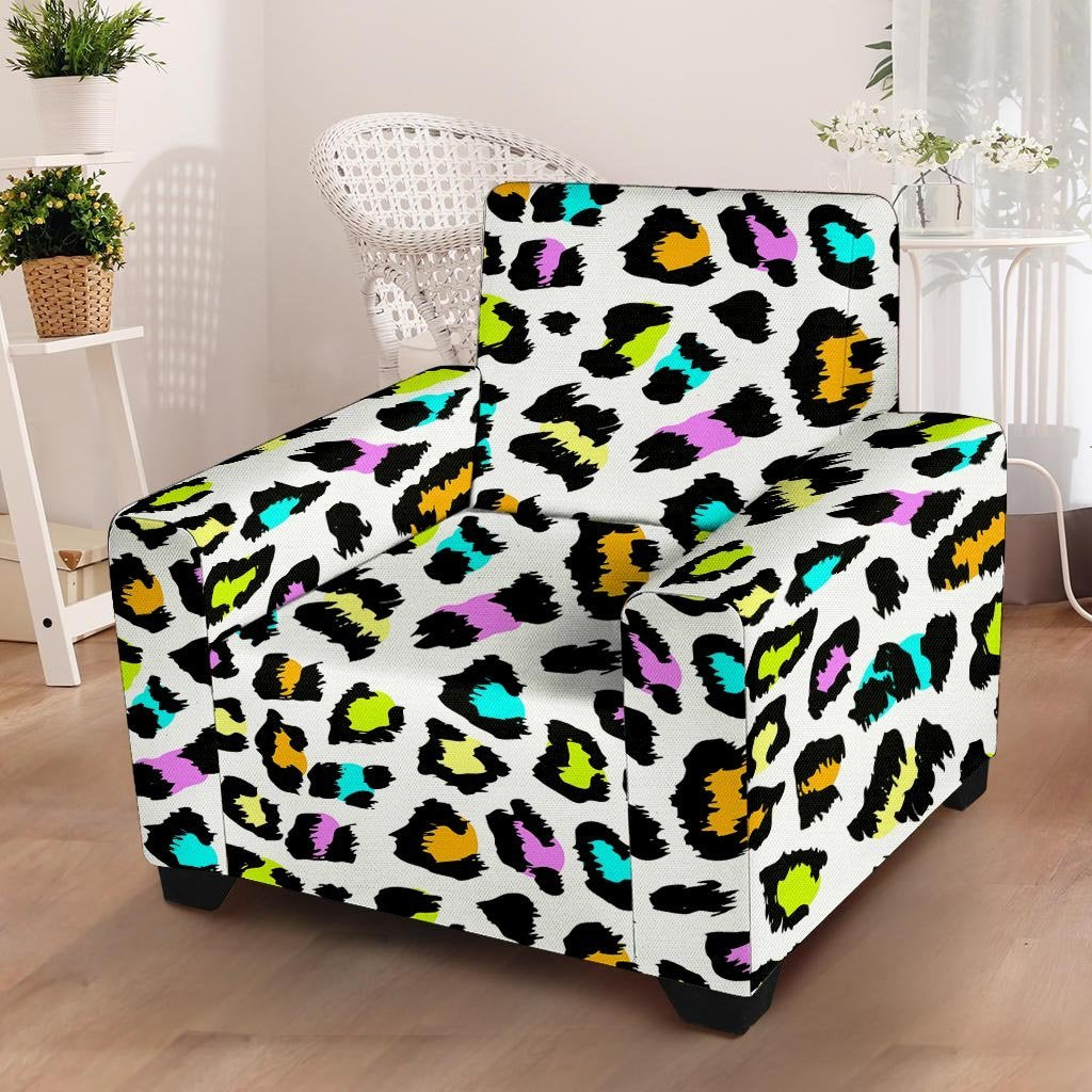 White Leopard Armchair Cover-grizzshop