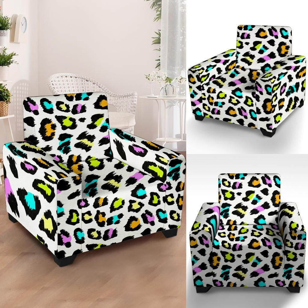 White Leopard Armchair Cover-grizzshop