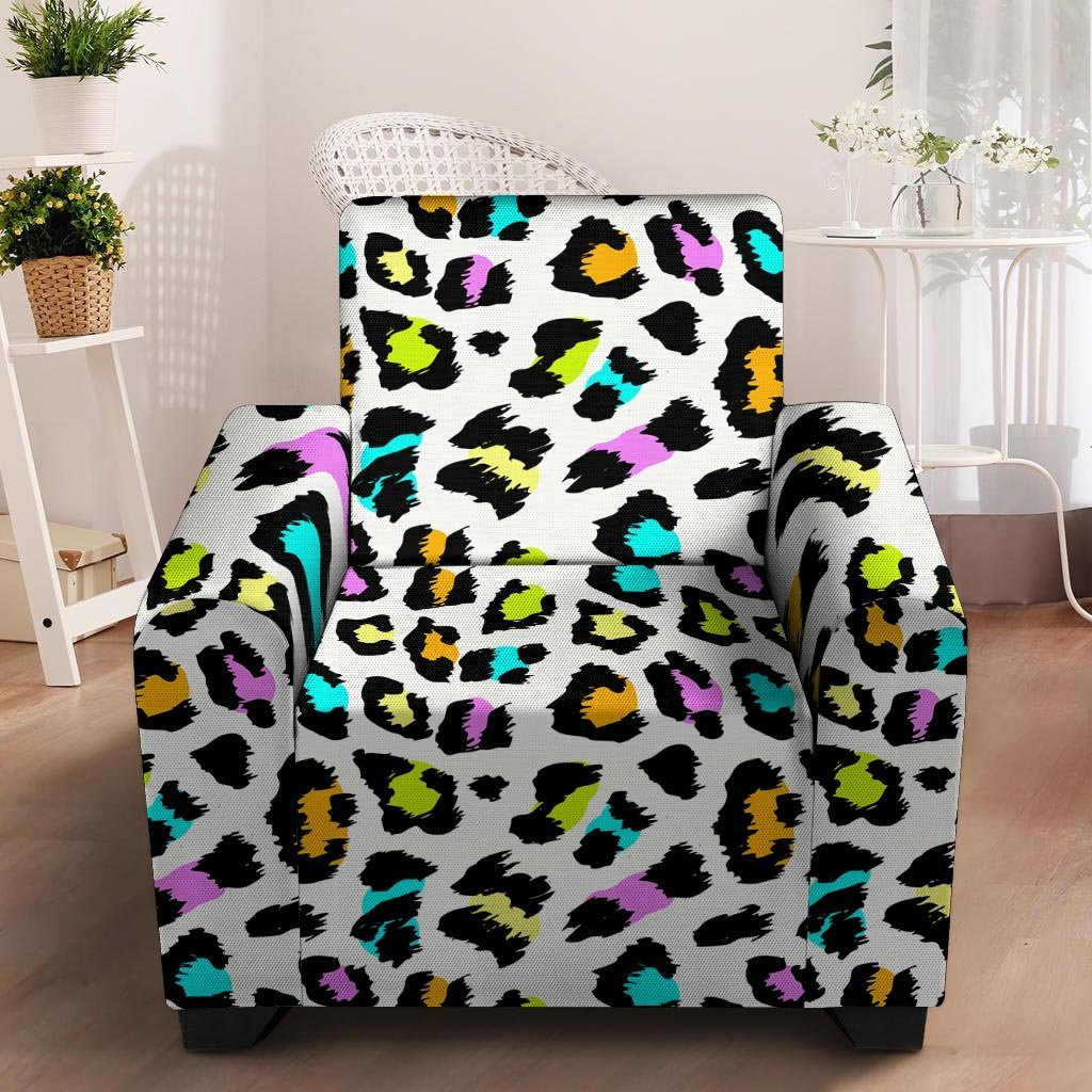 White Leopard Armchair Cover-grizzshop