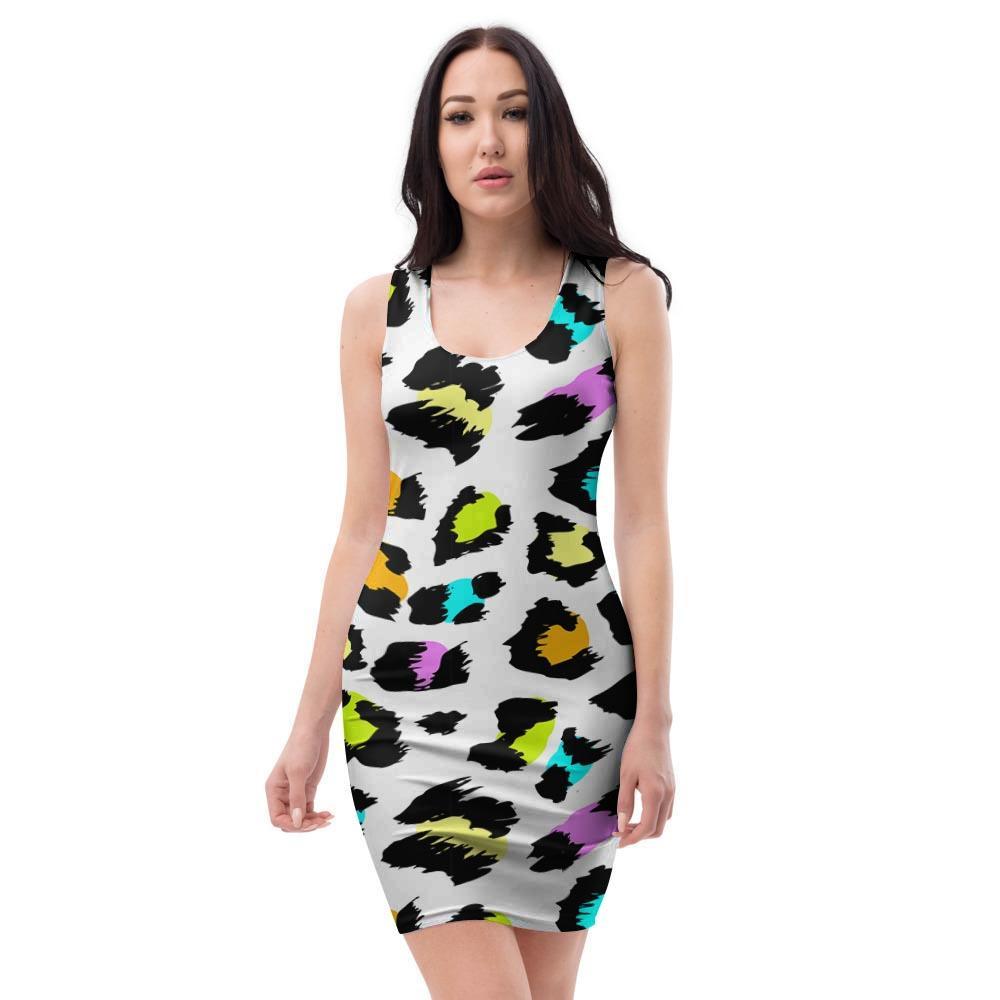 White Leopard Bodycon Dress-grizzshop