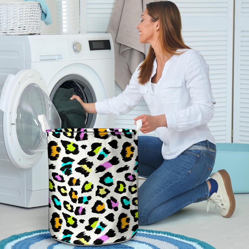 White Leopard Laundry Basket-grizzshop