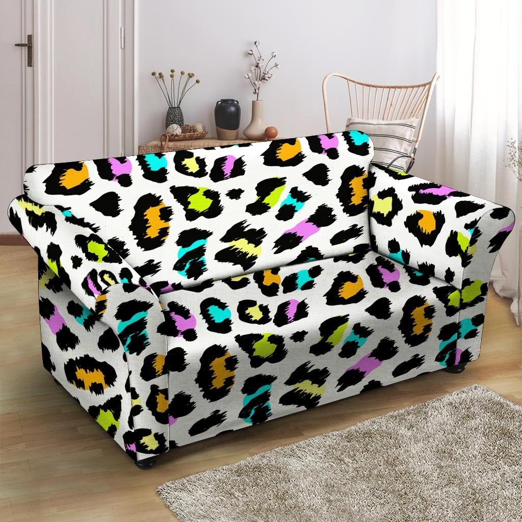 White Leopard Loveseat Cover-grizzshop