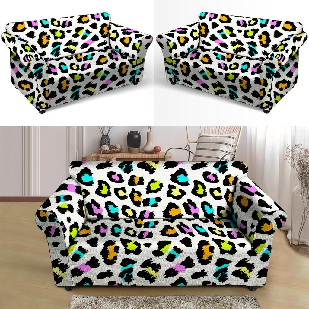 White Leopard Loveseat Cover-grizzshop