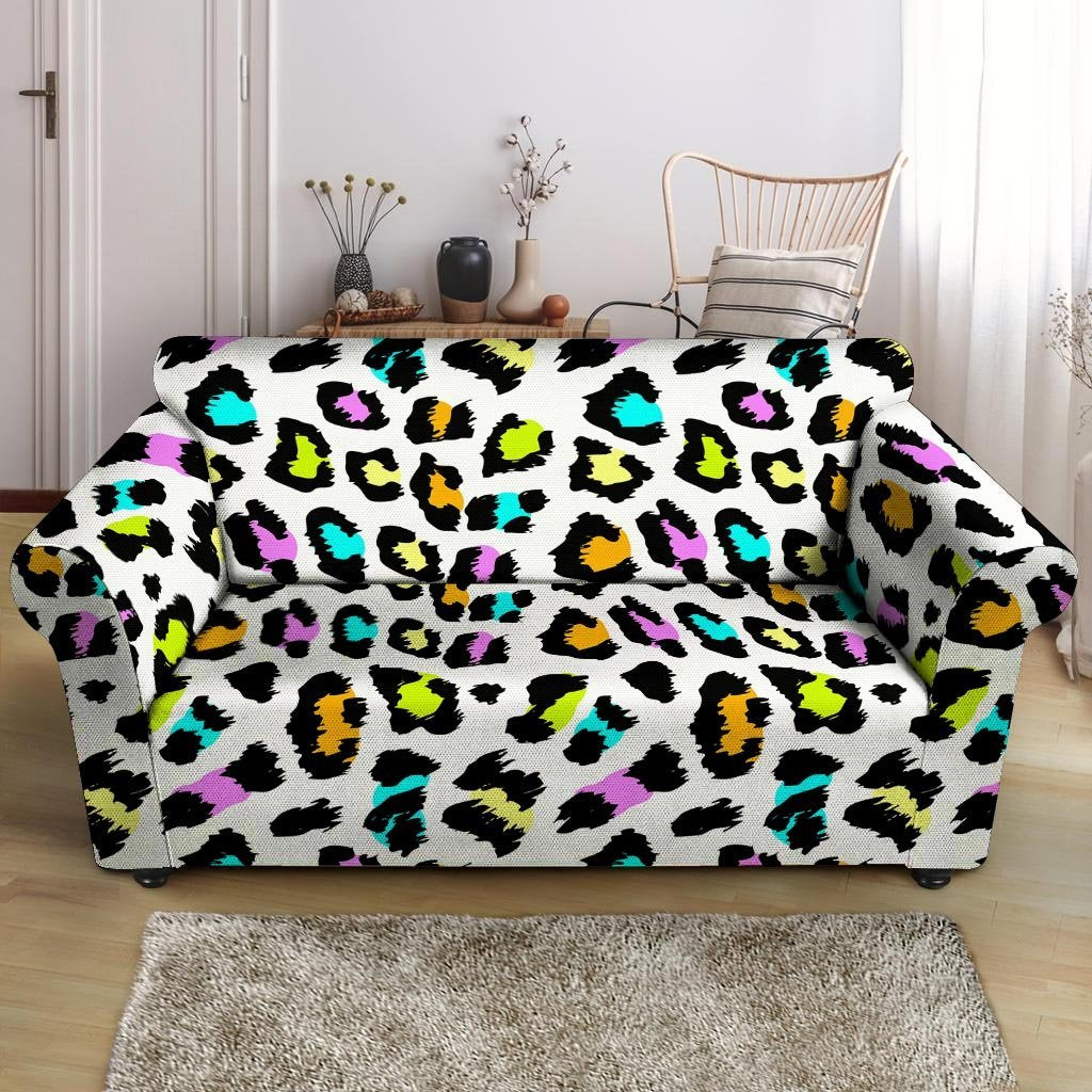 White Leopard Loveseat Cover-grizzshop