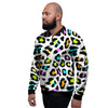 White Leopard Men's Bomber Jacket-grizzshop