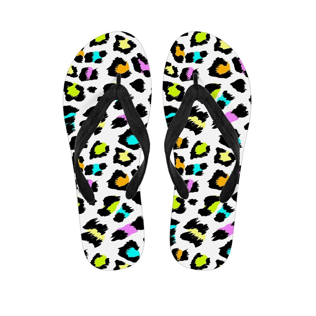 White Leopard Men's Flip Flops-grizzshop