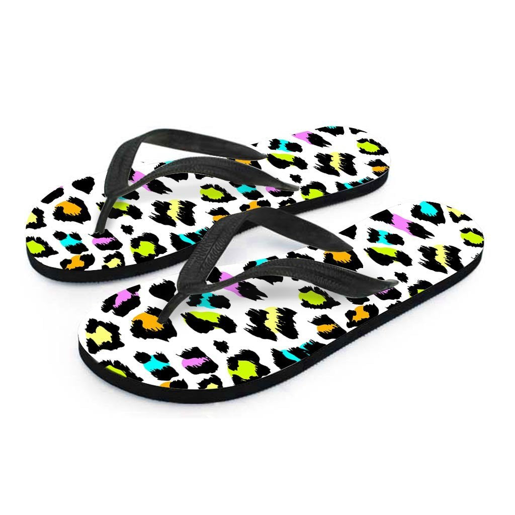 White Leopard Men's Flip Flops-grizzshop